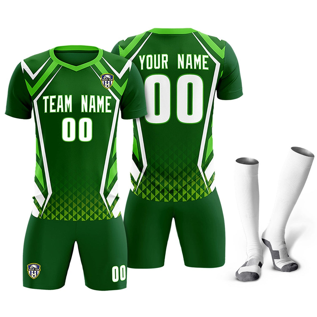 Custom Green Abstract Breathable Football Kit Jersey