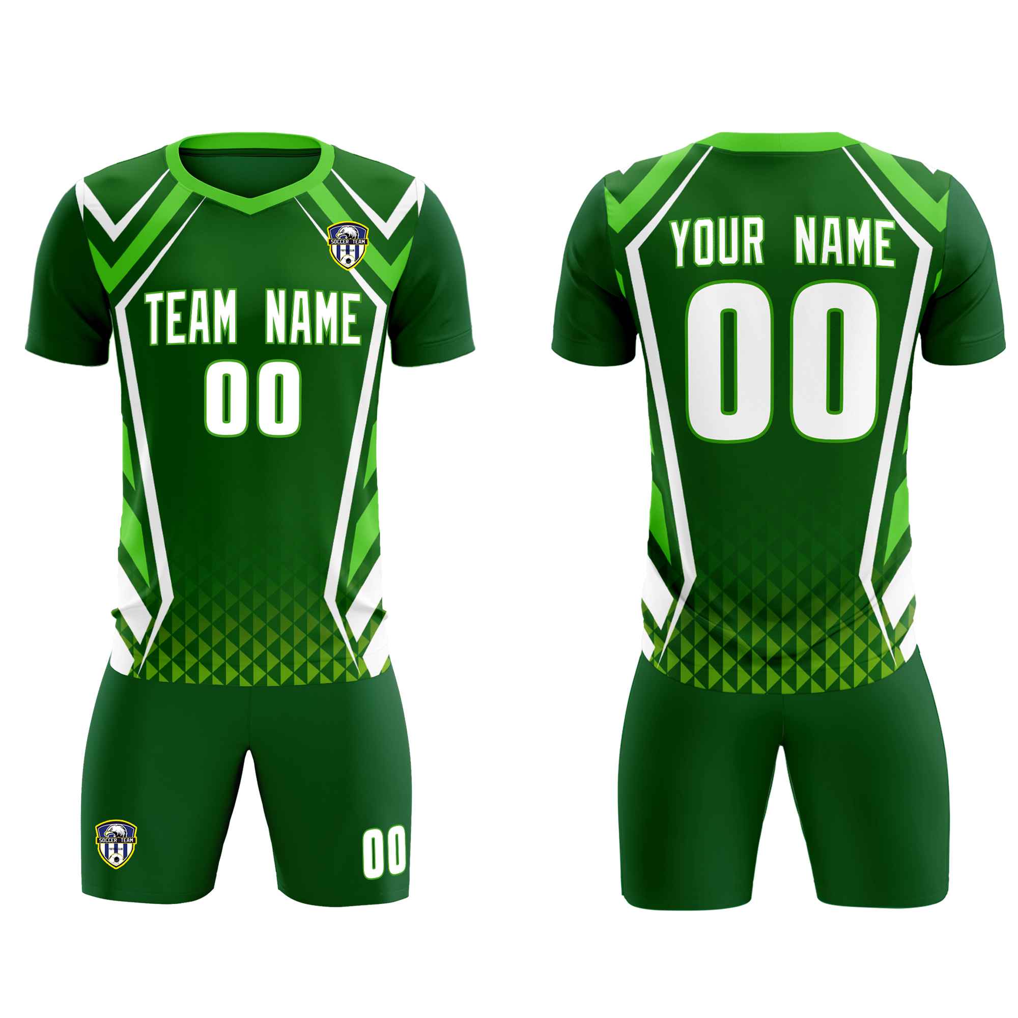 Custom Green Abstract Breathable Football Kit Jersey