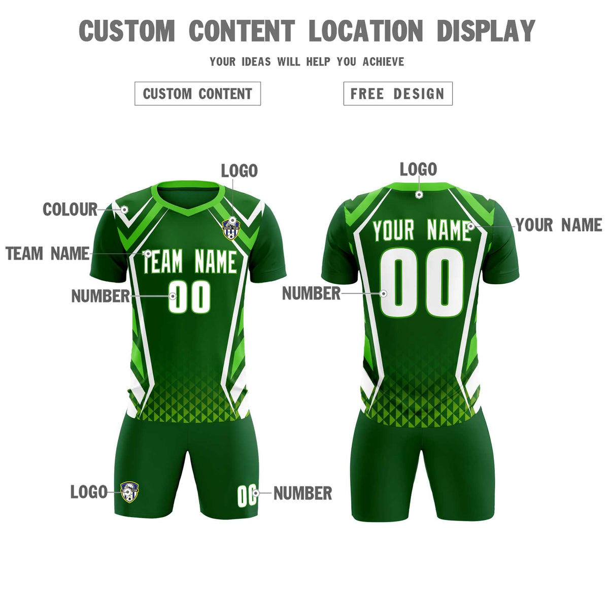 Custom Green Abstract Breathable Football Kit Jersey