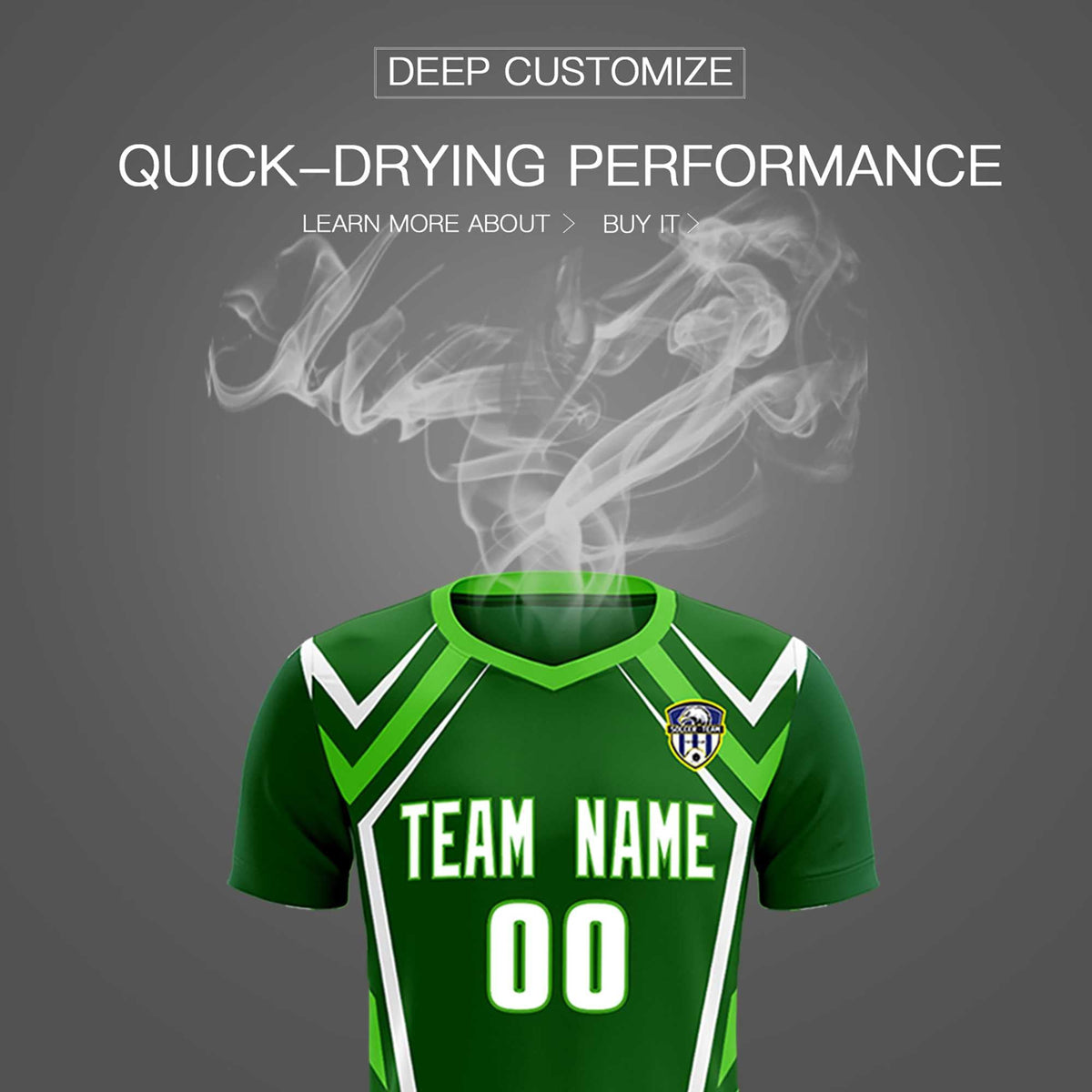 Custom Green Abstract Breathable Football Kit Jersey