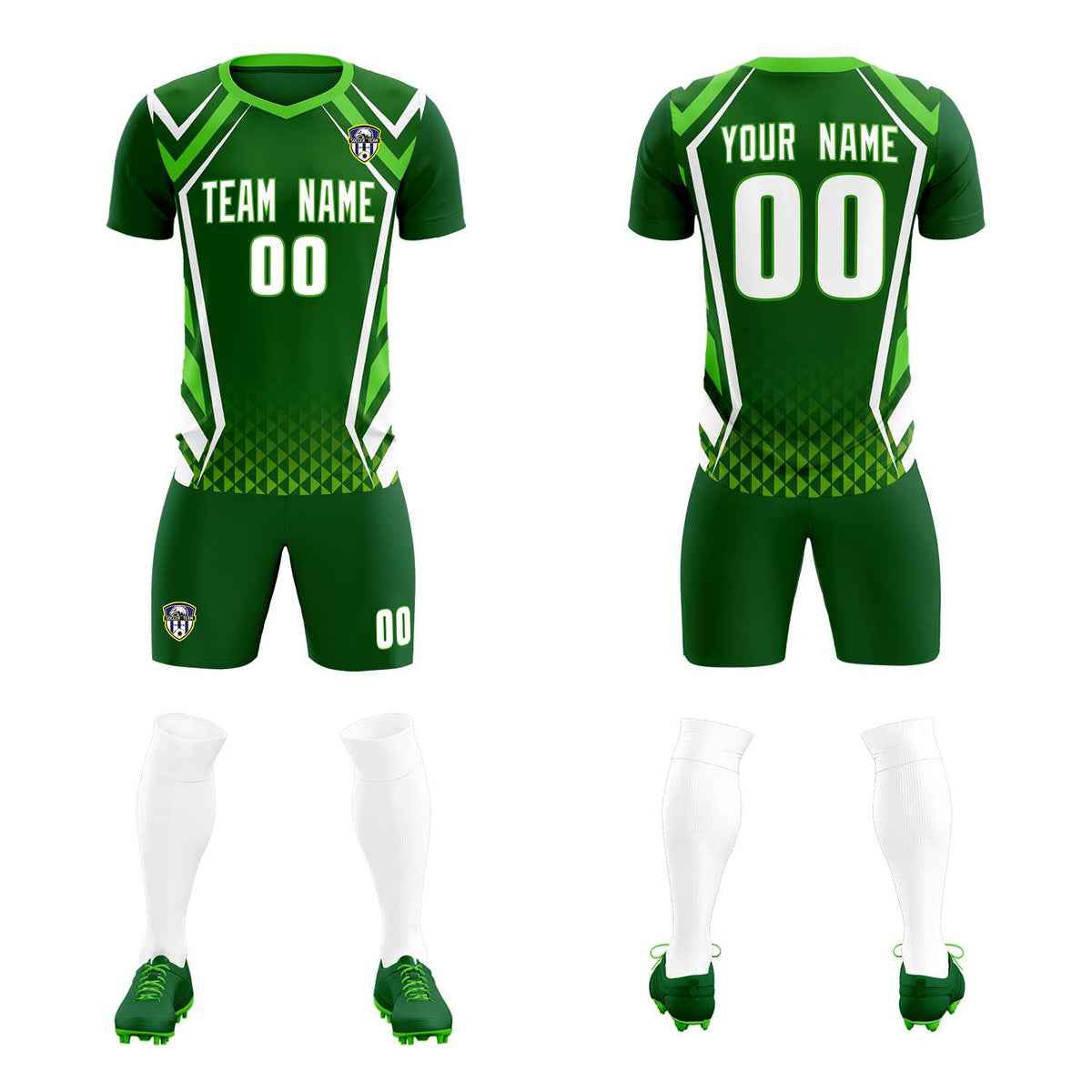 Custom Green Abstract Breathable Football Kit Jersey