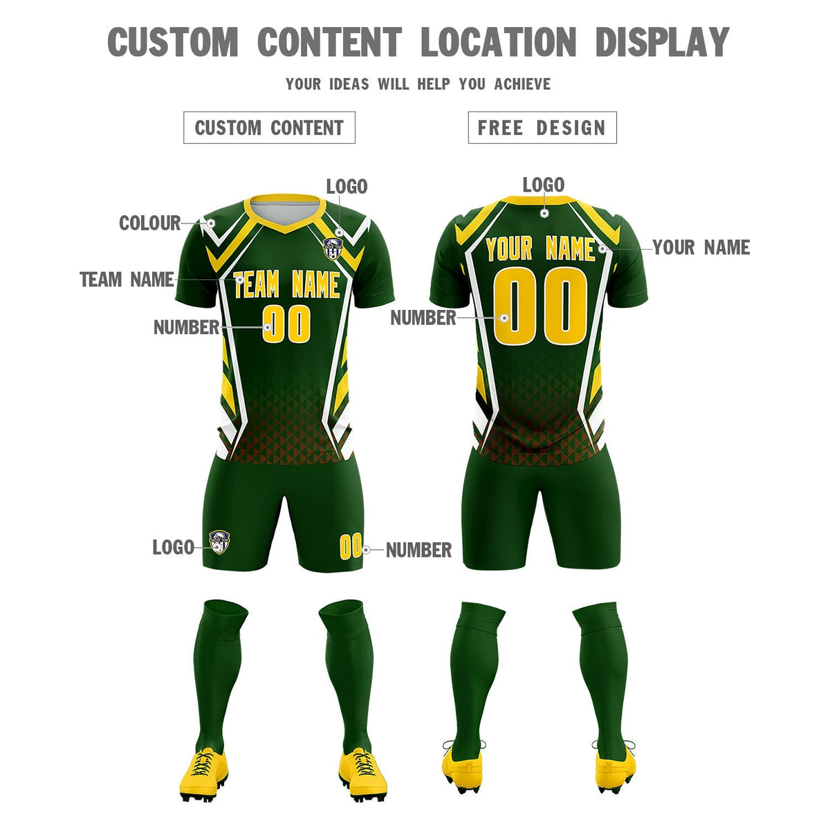 Custom Midnight Green Abstract Breathable Football Kit Jersey