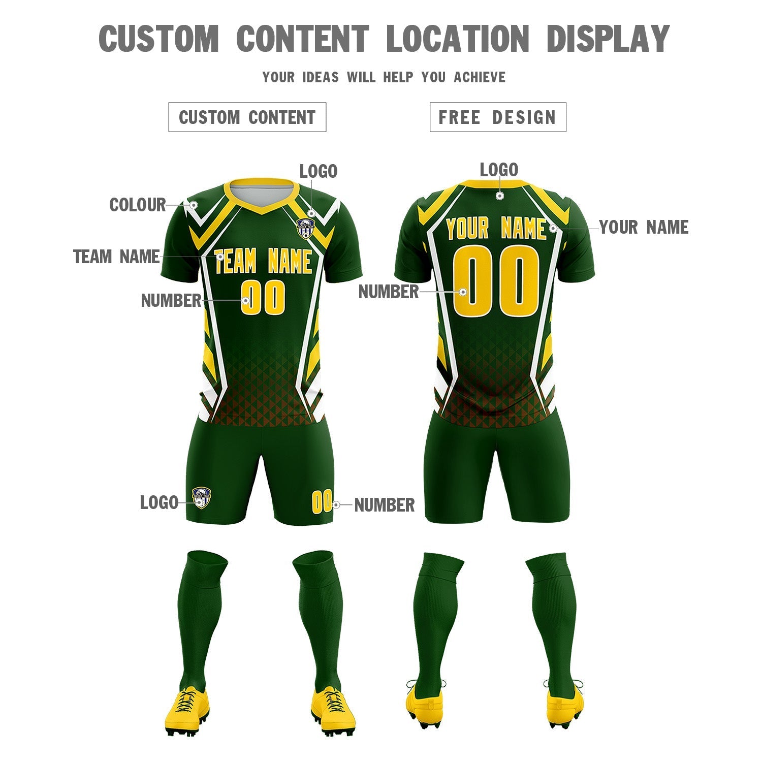 Custom Midnight Green Abstract Breathable Football Kit Jersey