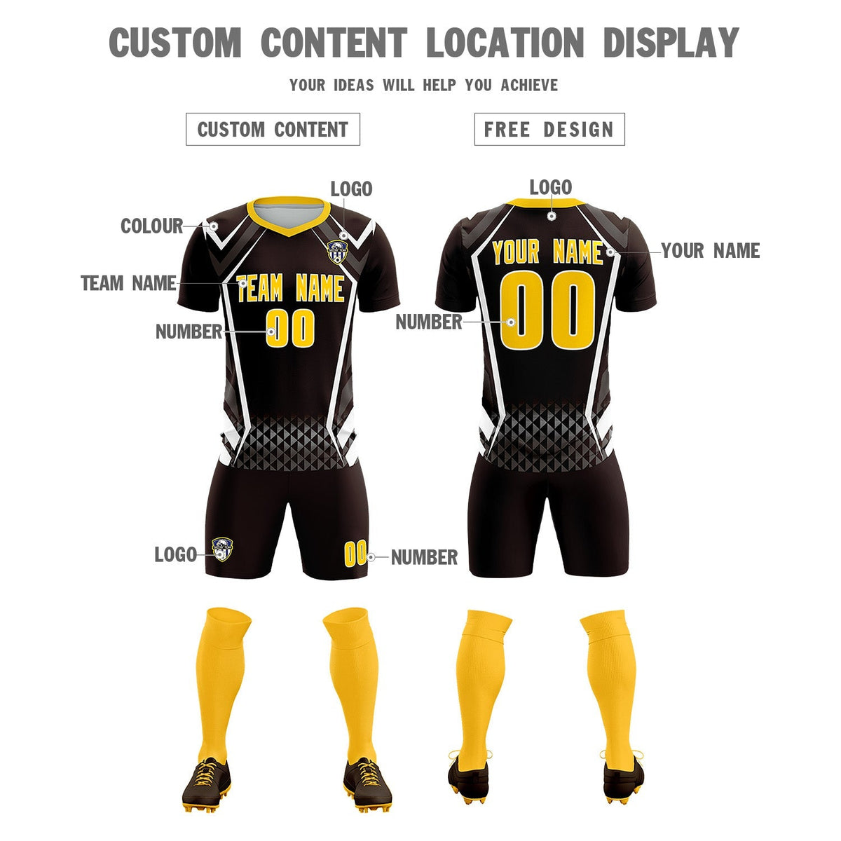 Custom Brown Abstract Breathable Football Kit Jersey
