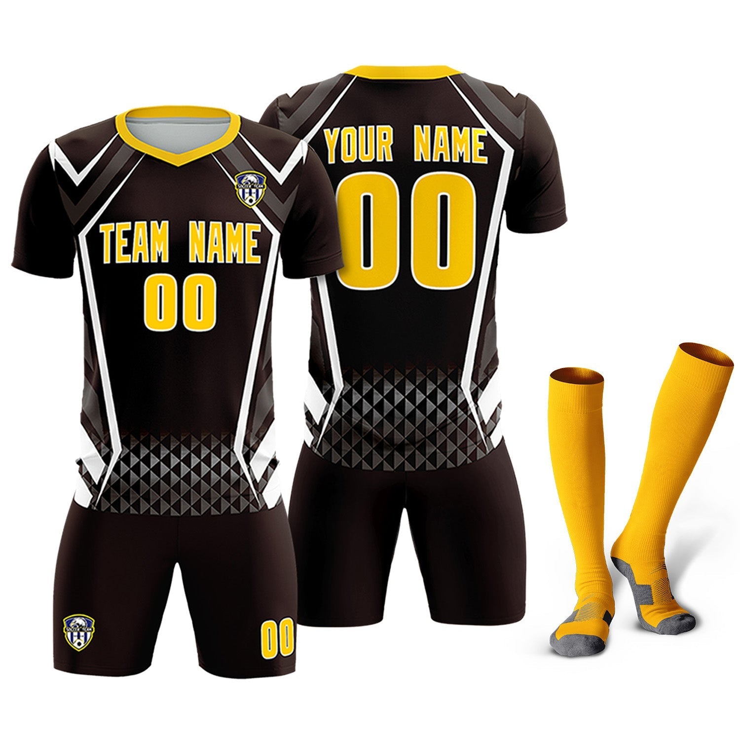 Custom Brown Abstract Breathable Football Kit Jersey