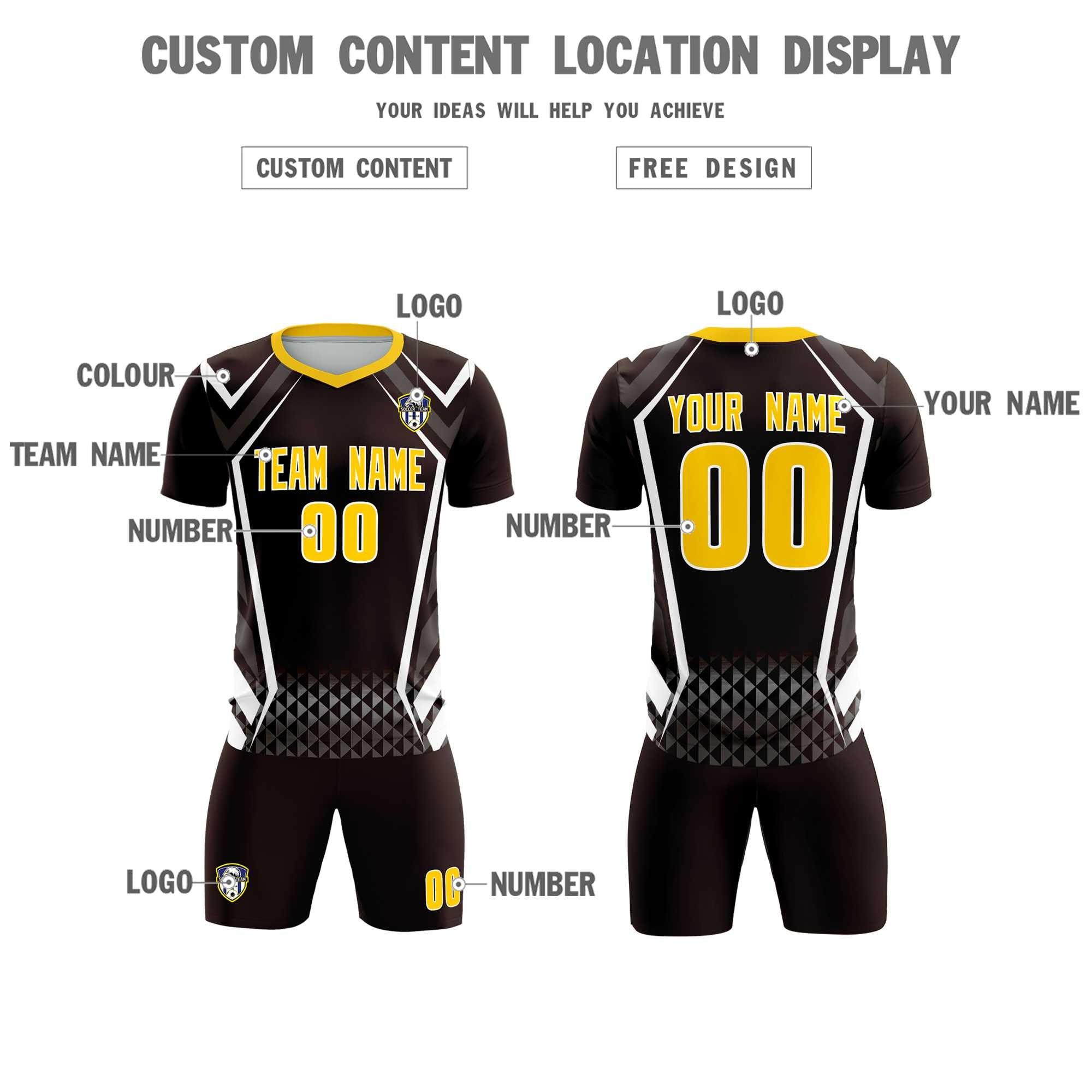 Custom Brown Abstract Breathable Football Kit Jersey