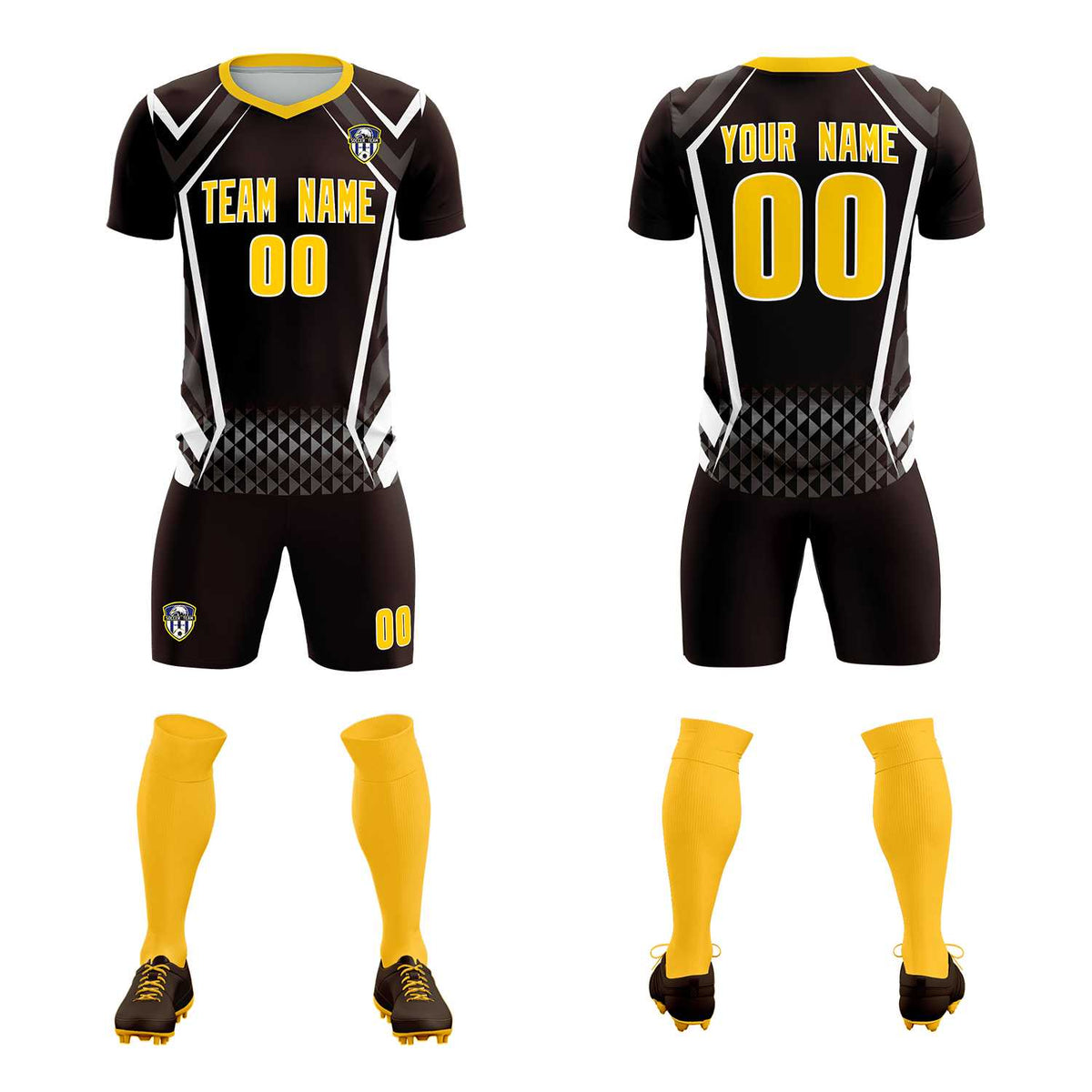 Custom Brown Abstract Breathable Football Kit Jersey