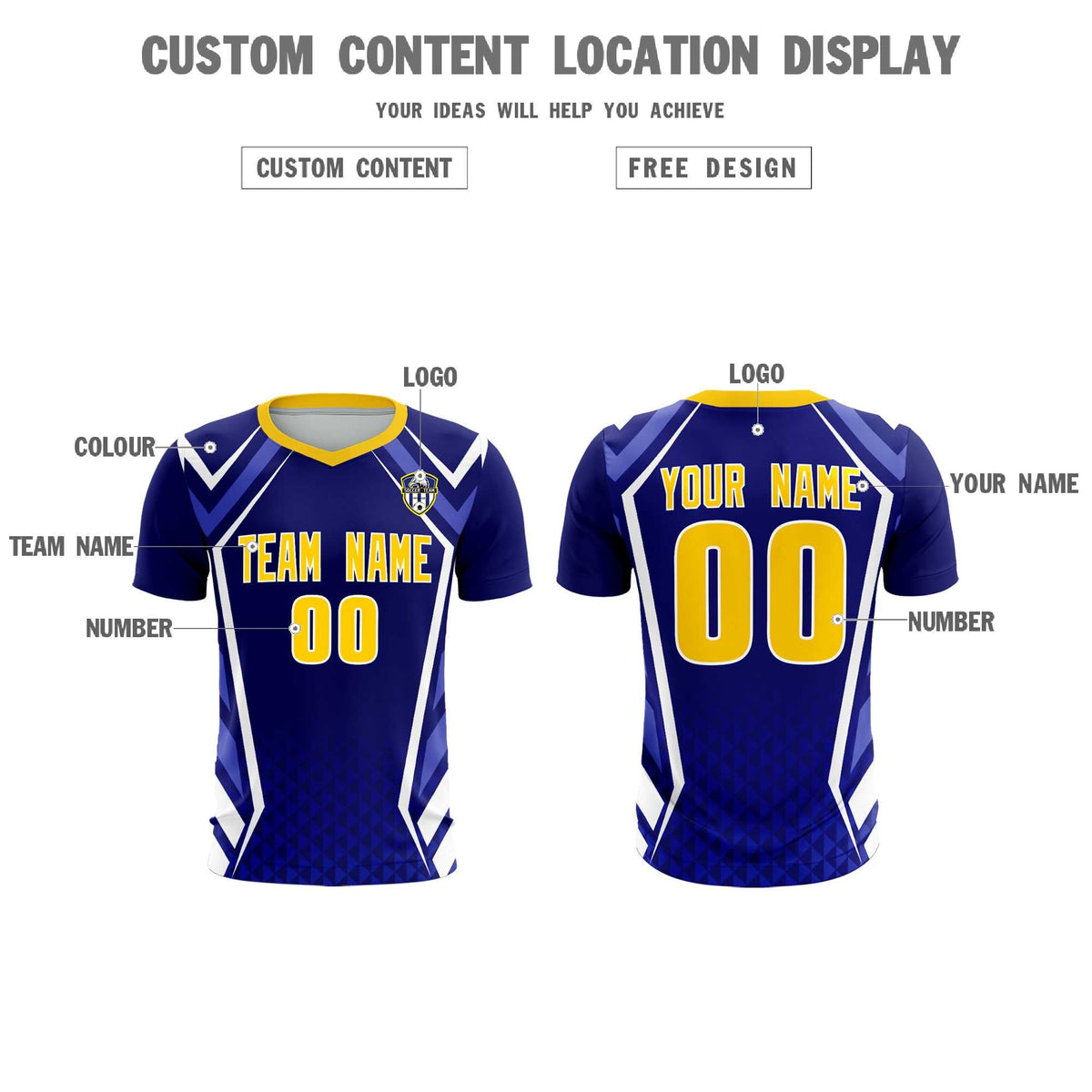 Custom Royal Abstract Breathable Football Kit Jersey