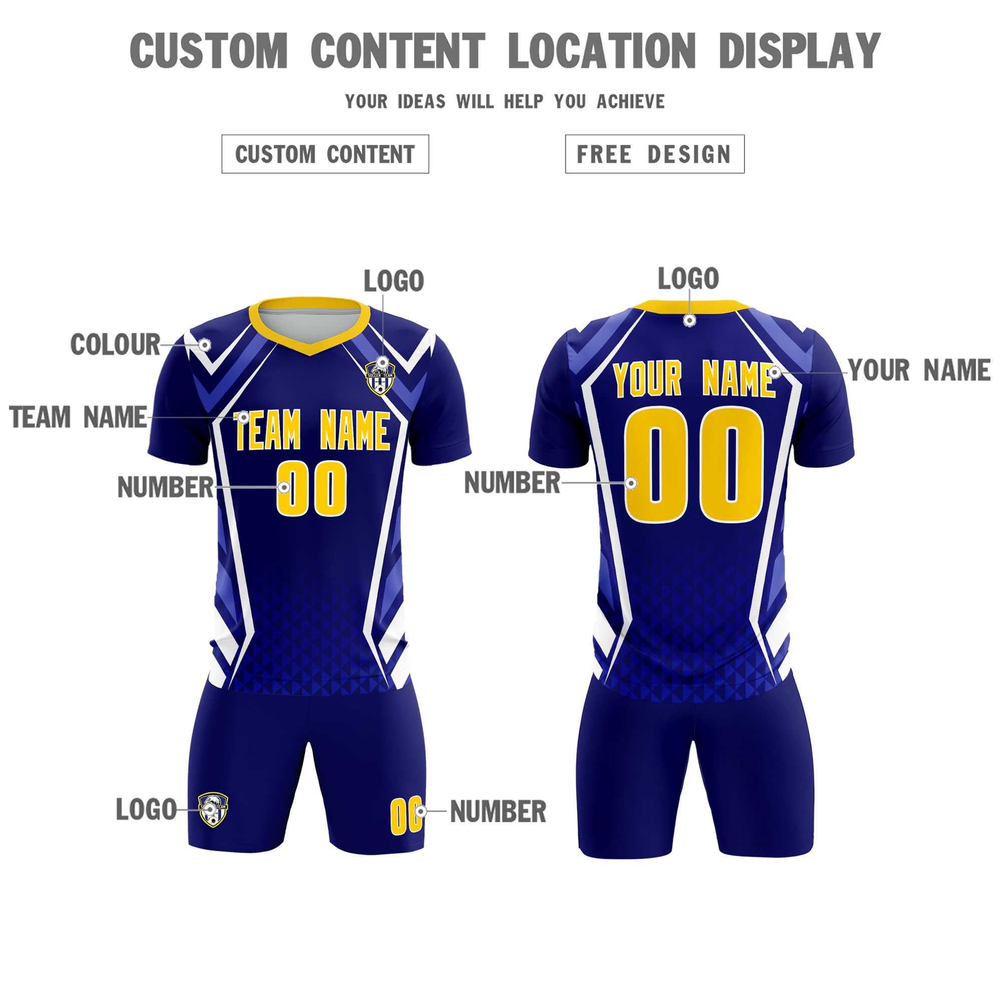Custom Royal Abstract Breathable Football Kit Jersey