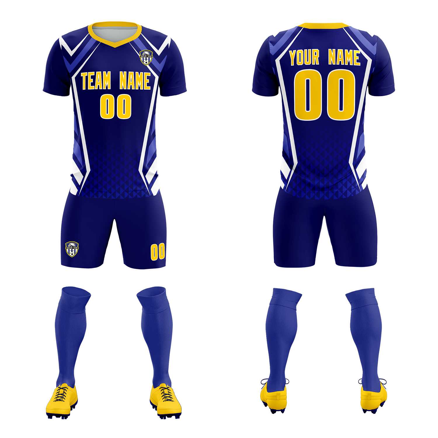 Custom Royal Abstract Breathable Football Kit Jersey