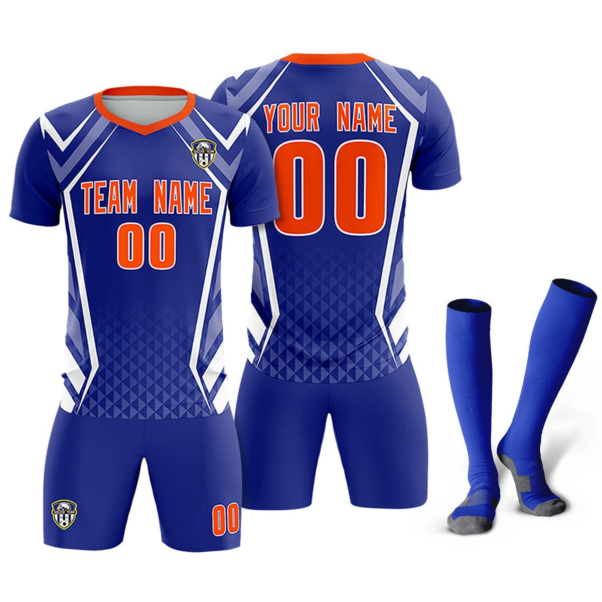 Custom Royal Abstract Breathable Football Kit Jersey