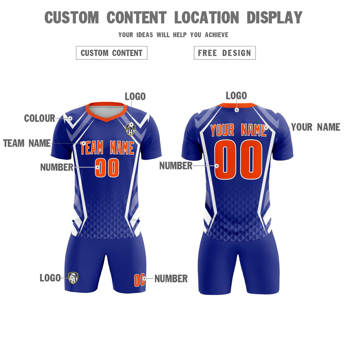 Custom Royal Abstract Breathable Football Kit Jersey