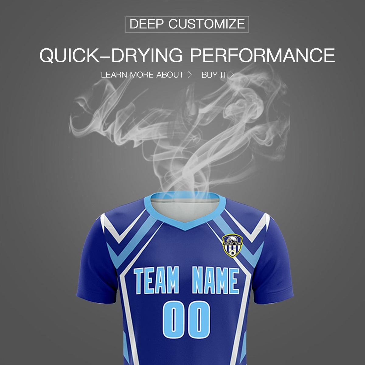 Custom Royal Abstract Breathable Football Kit Jersey