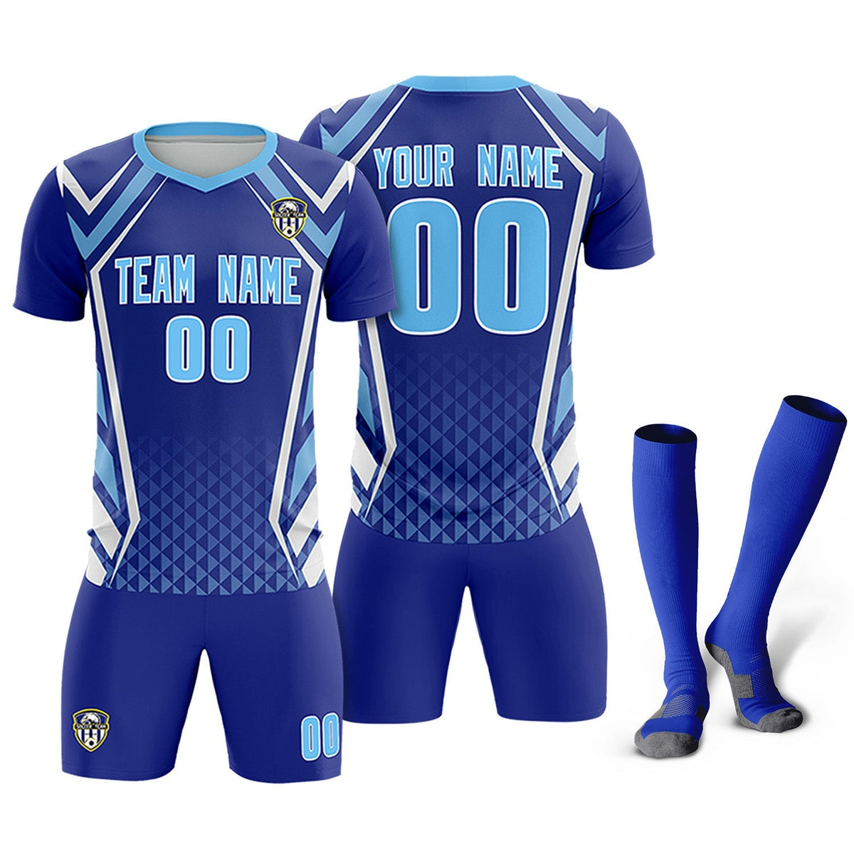 Custom Royal Abstract Breathable Football Kit Jersey