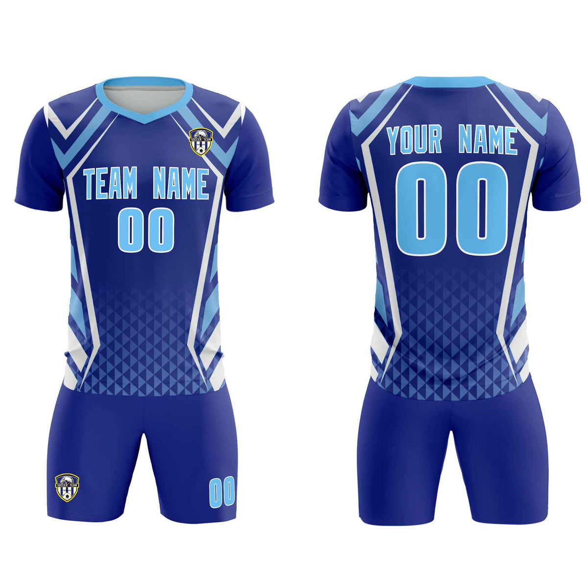 Custom Royal Abstract Breathable Football Kit Jersey