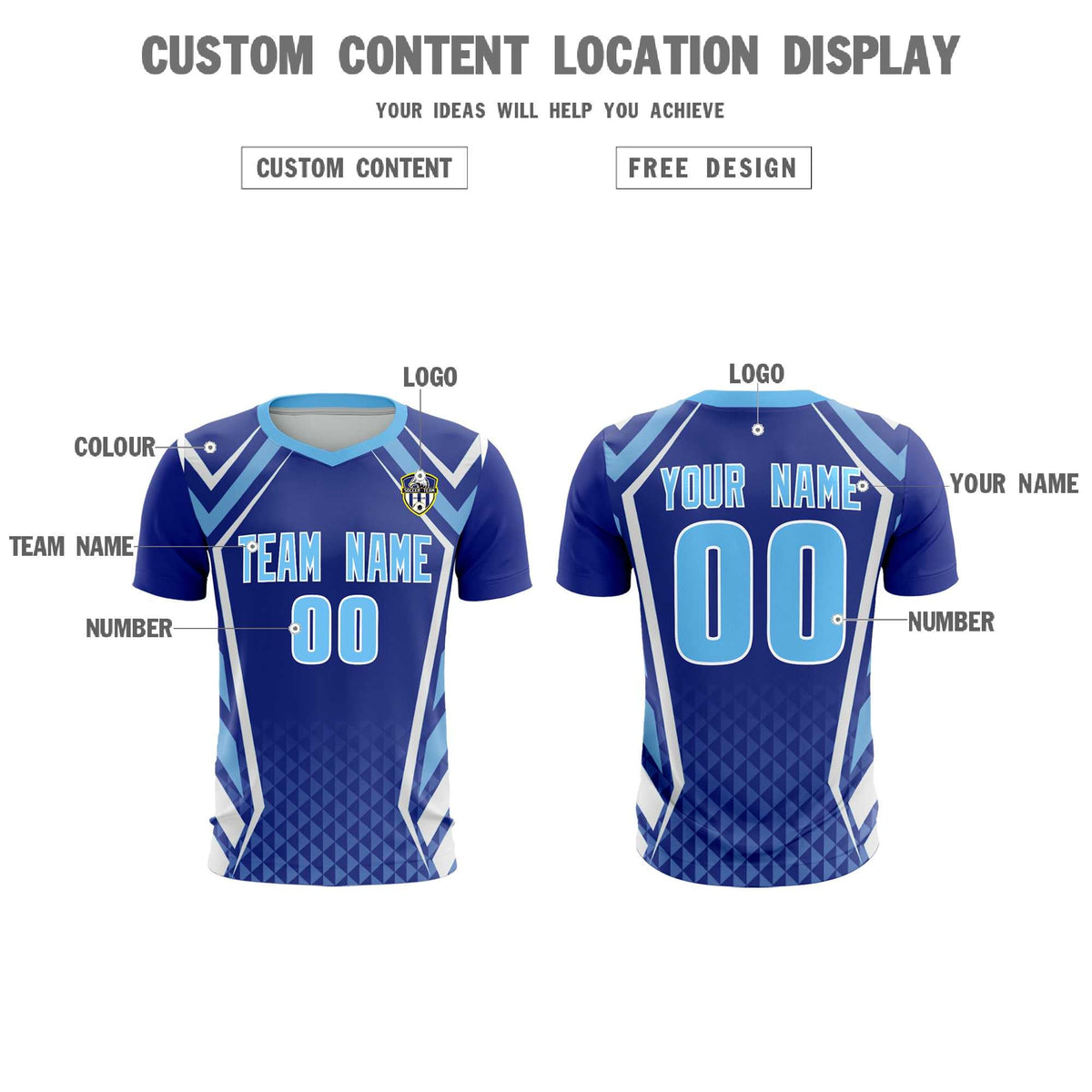 Custom Royal Abstract Breathable Football Kit Jersey