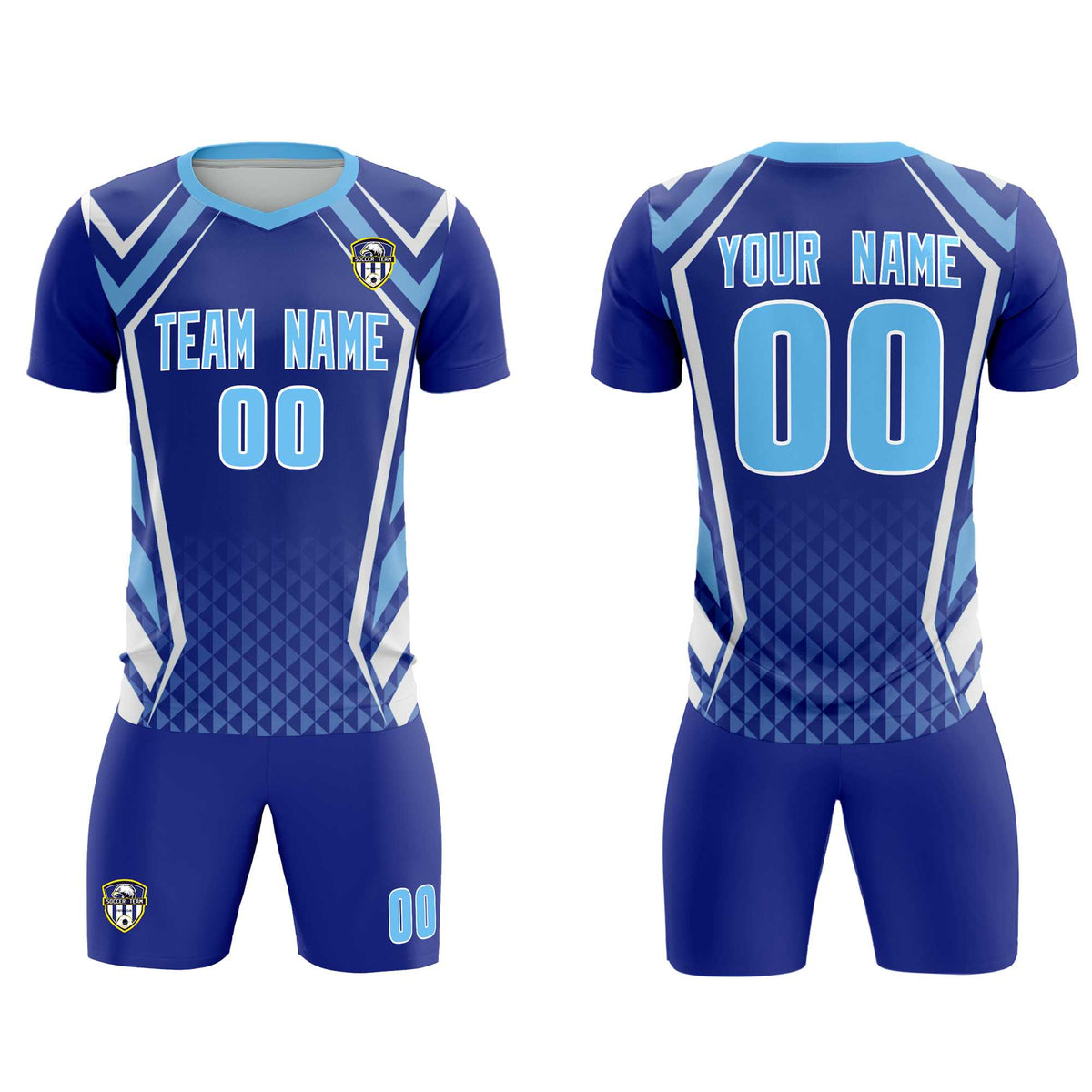 Custom Royal Abstract Breathable Football Kit Jersey