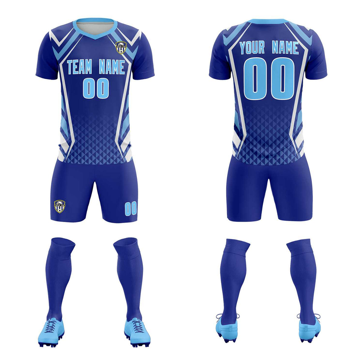 Custom Royal Abstract Breathable Football Kit Jersey