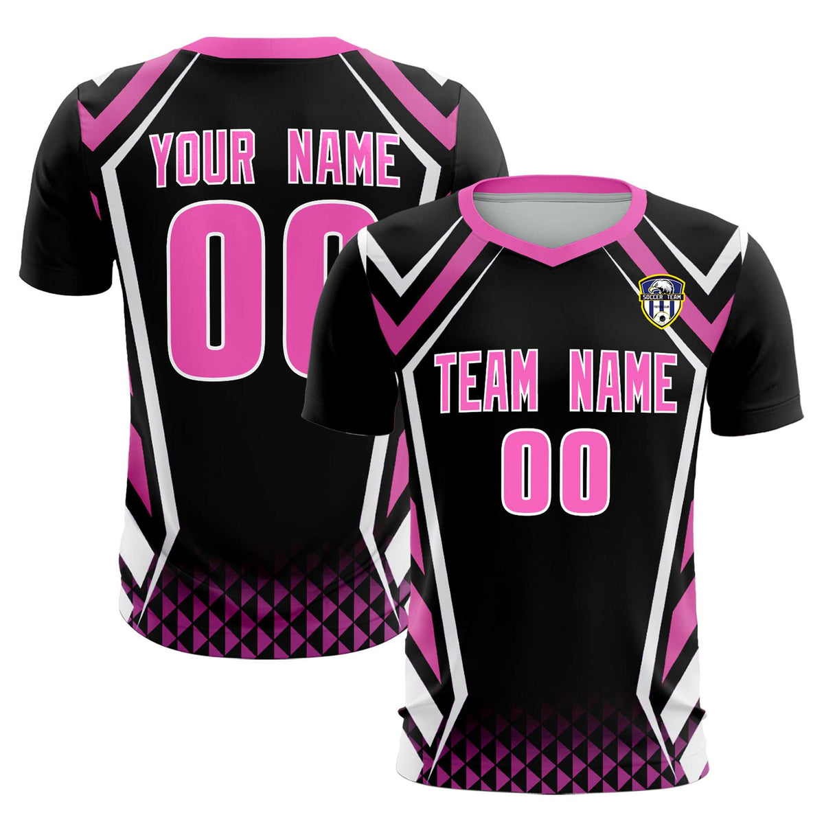 Custom Black Abstract Breathable Football Kit Jersey