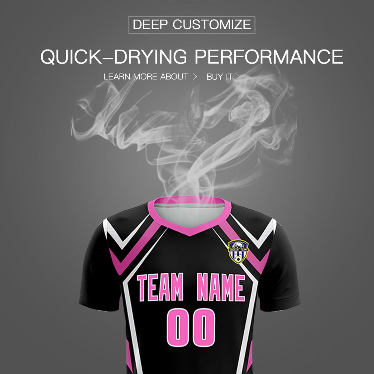 Custom Black Abstract Breathable Football Kit Jersey