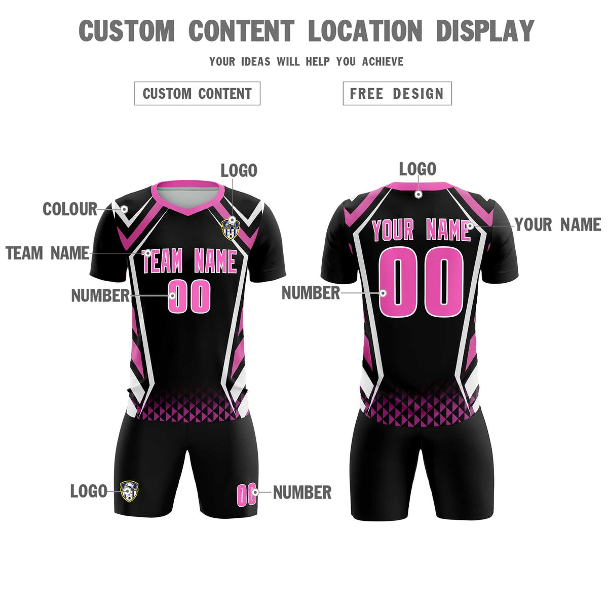 Custom Black Abstract Breathable Football Kit Jersey