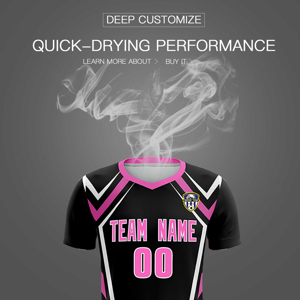 Custom Black Abstract Breathable Football Kit Jersey