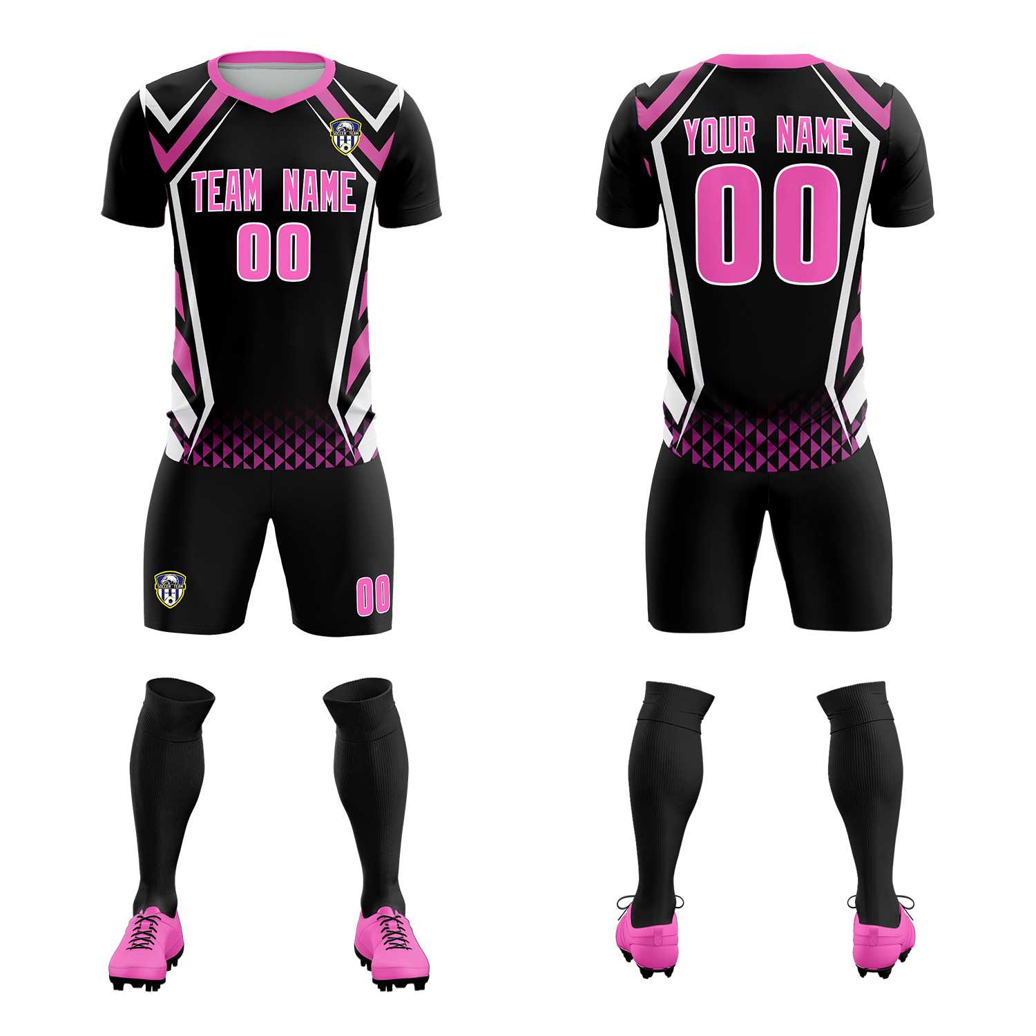 Custom Black Abstract Breathable Football Kit Jersey
