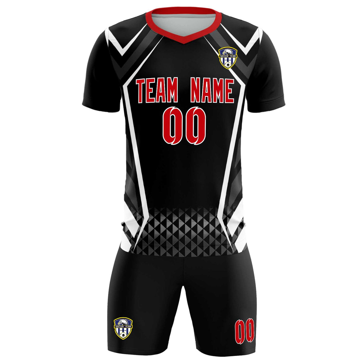 Custom Black Abstract Breathable Football Kit Jersey