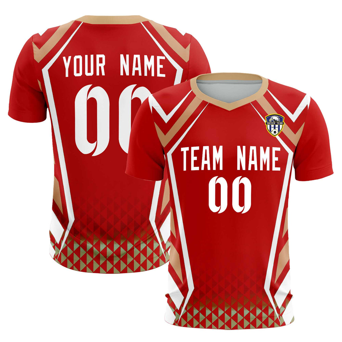 Custom Red Abstract Breathable Football Kit Jersey