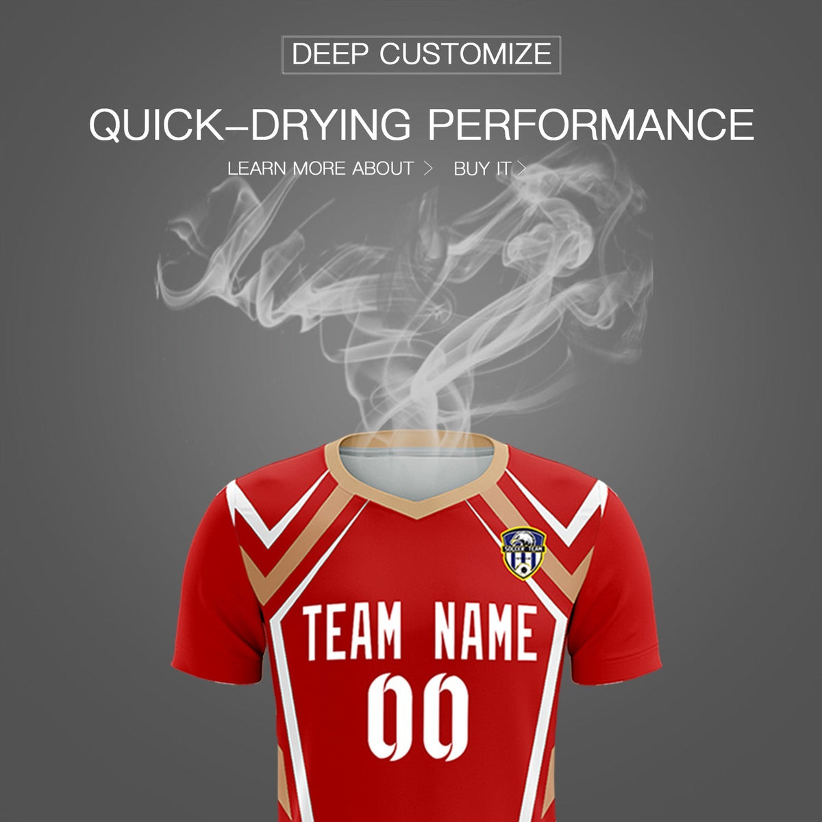 Custom Red Abstract Breathable Football Kit Jersey