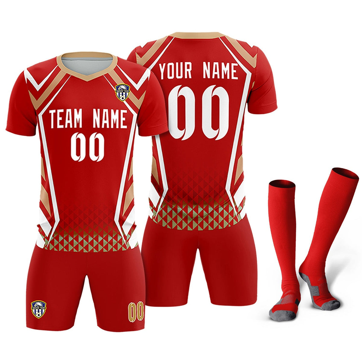 Custom Red Abstract Breathable Football Kit Jersey