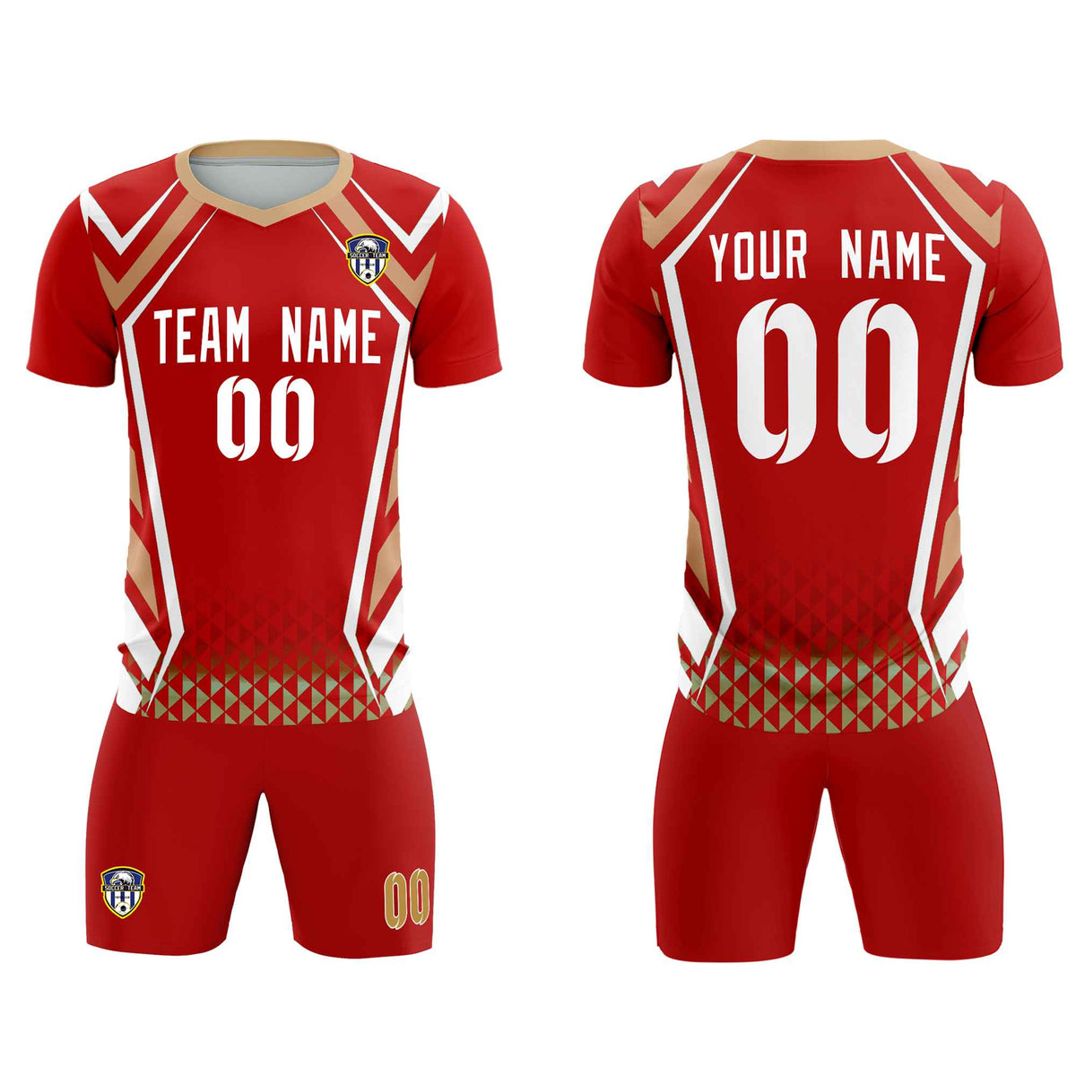 Custom Red Abstract Breathable Football Kit Jersey