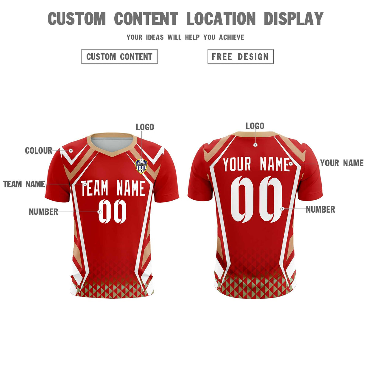 Custom Red Abstract Breathable Football Kit Jersey