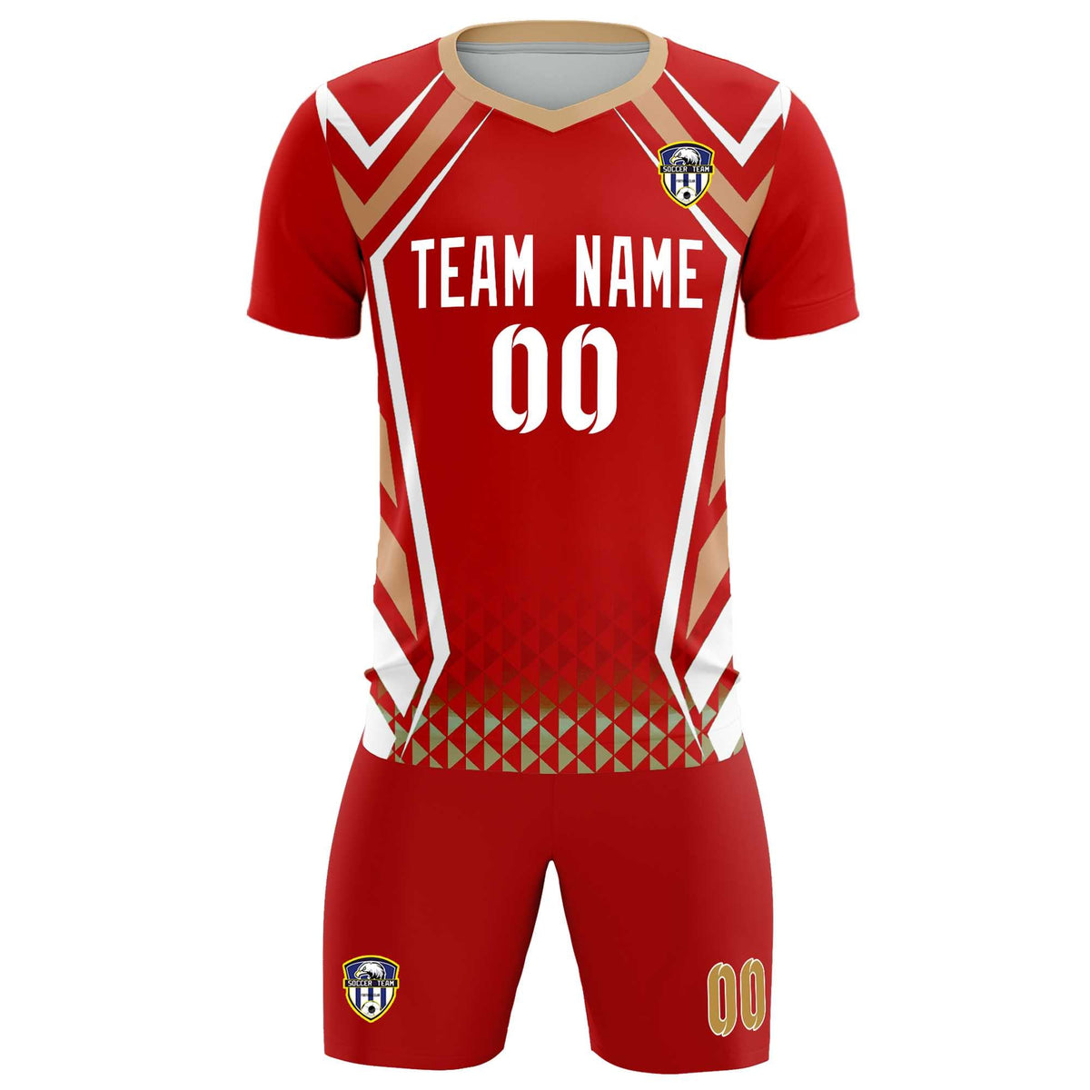 Custom Red Abstract Breathable Football Kit Jersey