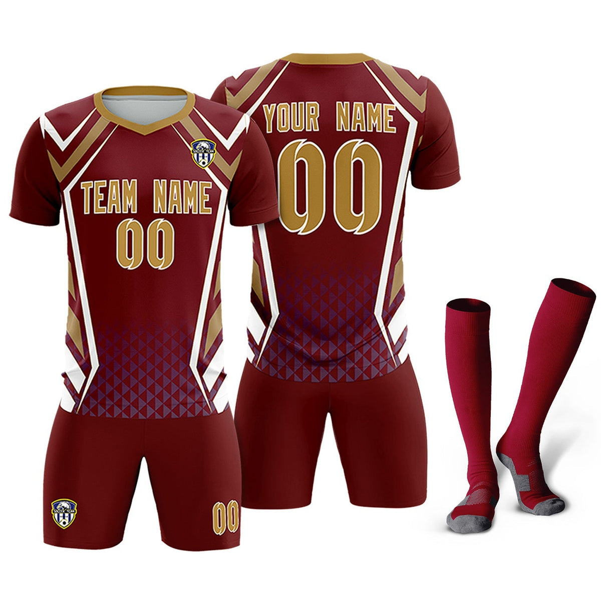 Custom Crimson Abstract Breathable Football Kit Jersey