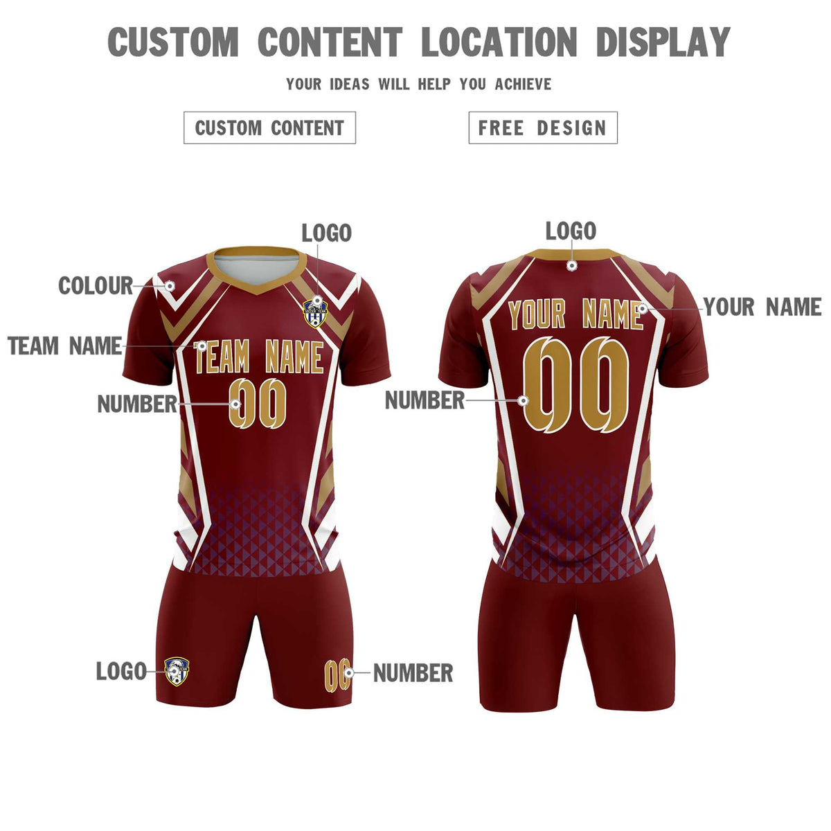 Custom Crimson Abstract Breathable Football Kit Jersey