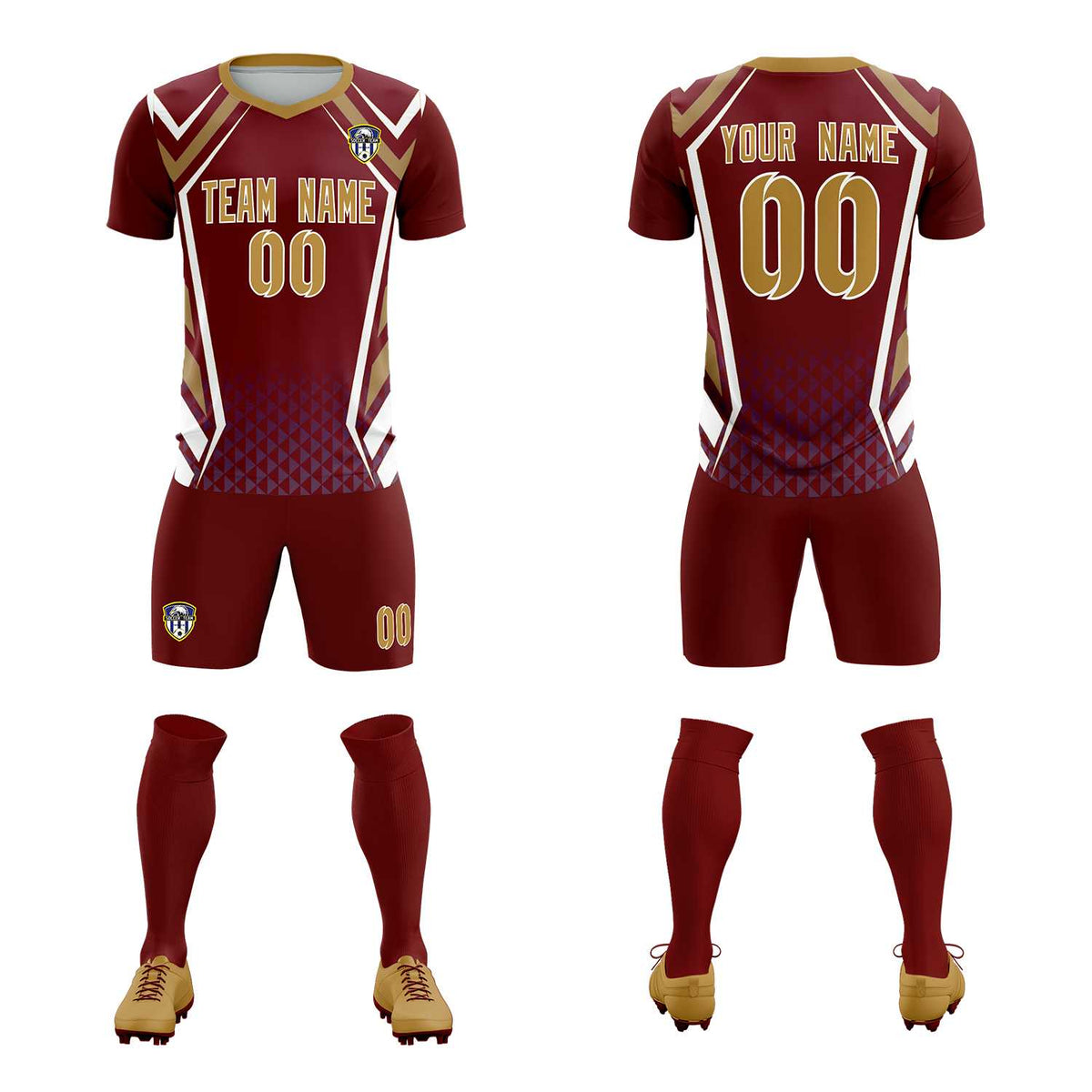 Custom Crimson Abstract Breathable Football Kit Jersey