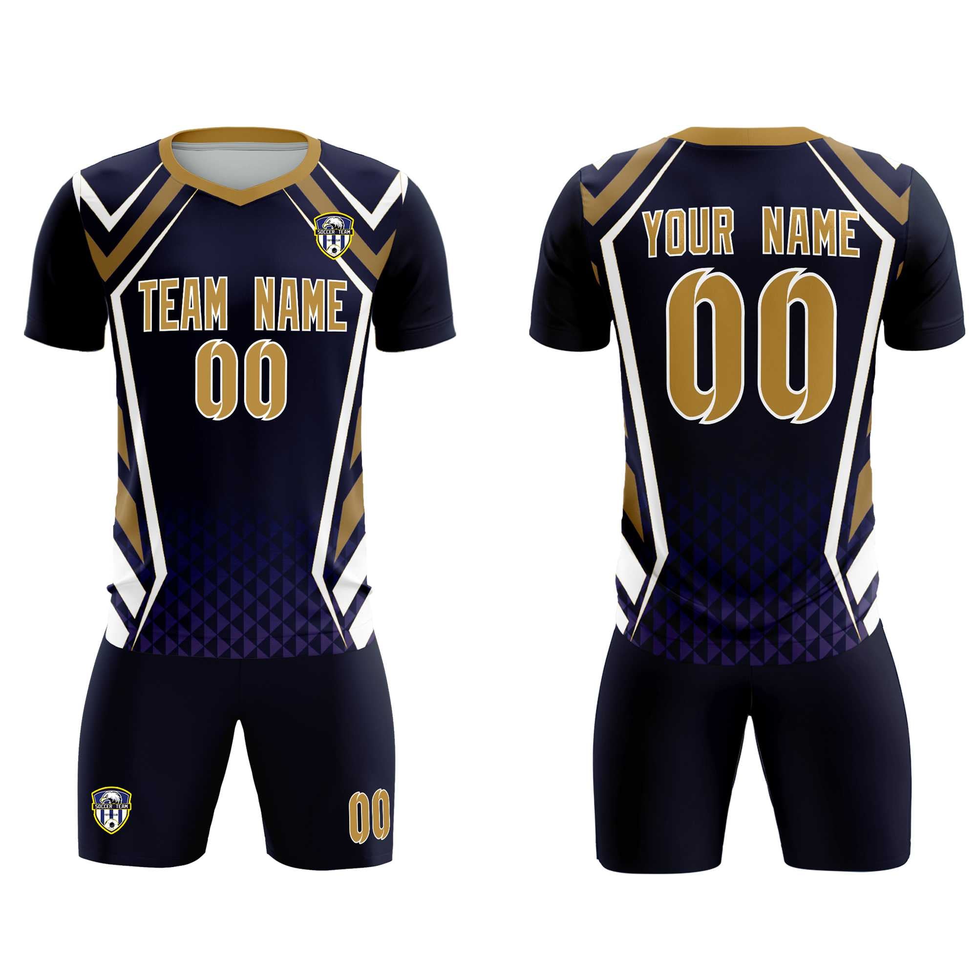 Custom Navy Abstract Breathable Football Kit Jersey