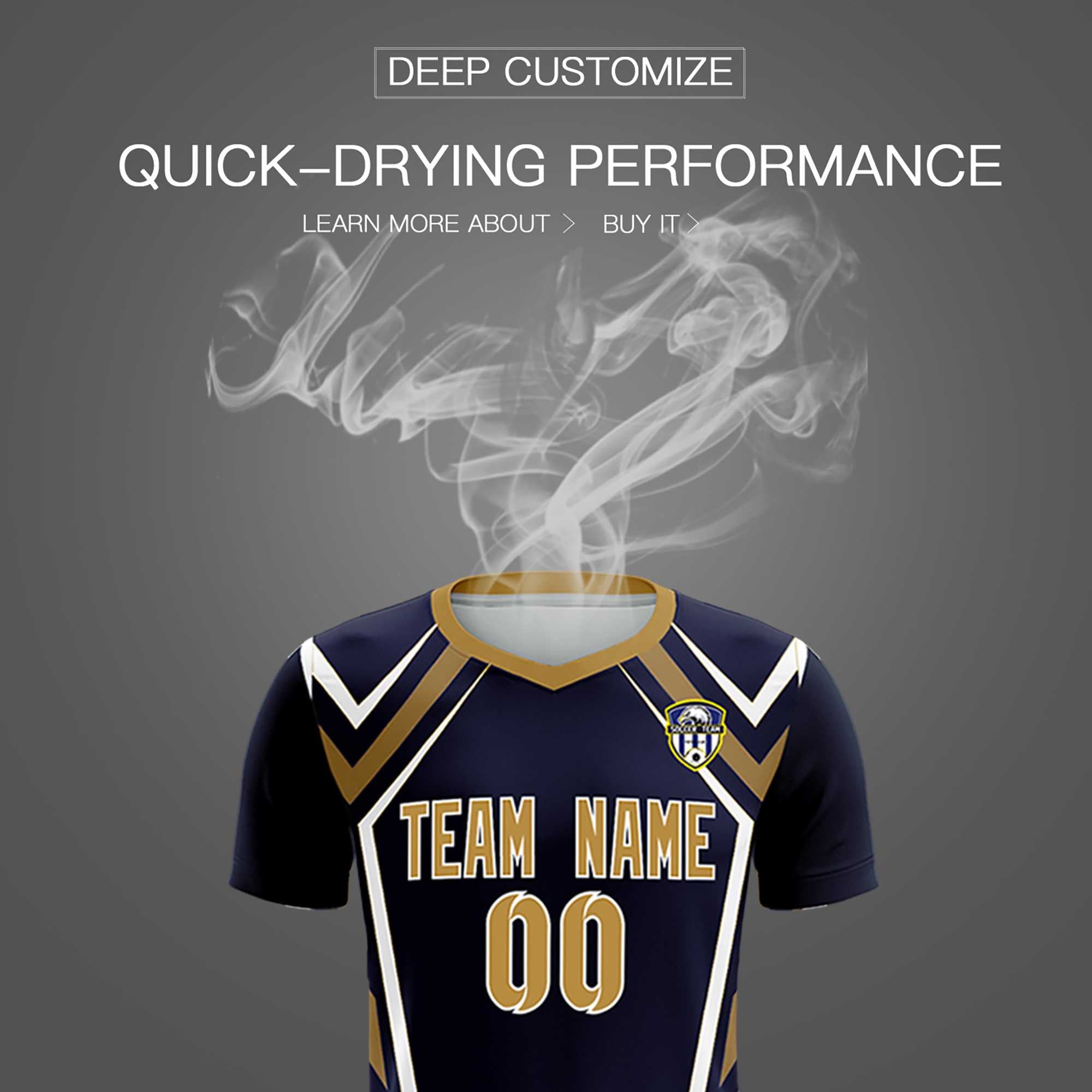 Custom Navy Abstract Breathable Football Kit Jersey