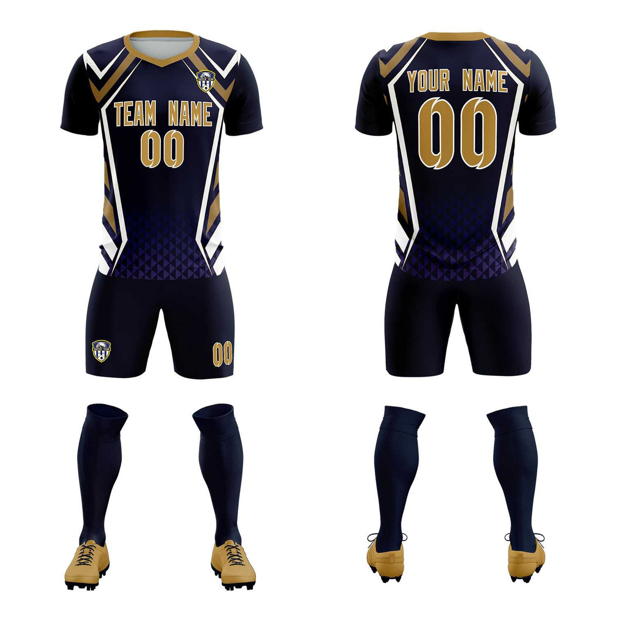 Custom Navy Abstract Breathable Football Kit Jersey