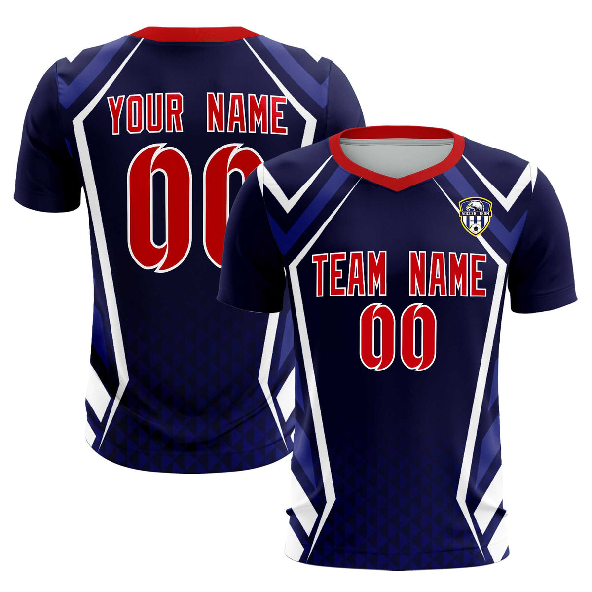 Custom Navy Abstract Breathable Football Kit Jersey