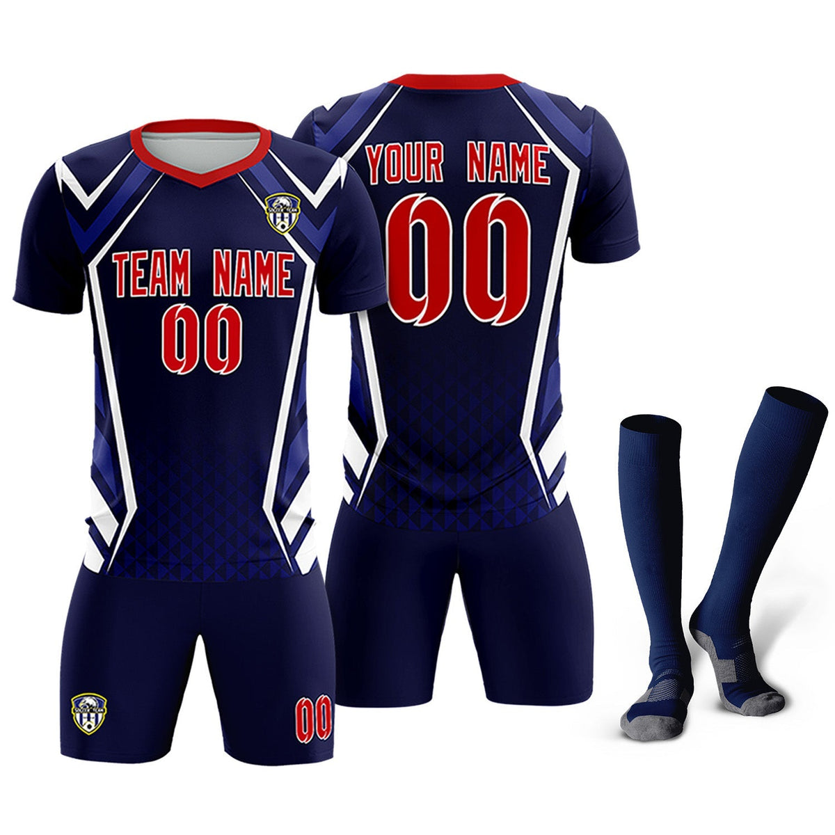 Custom Navy Abstract Breathable Football Kit Jersey