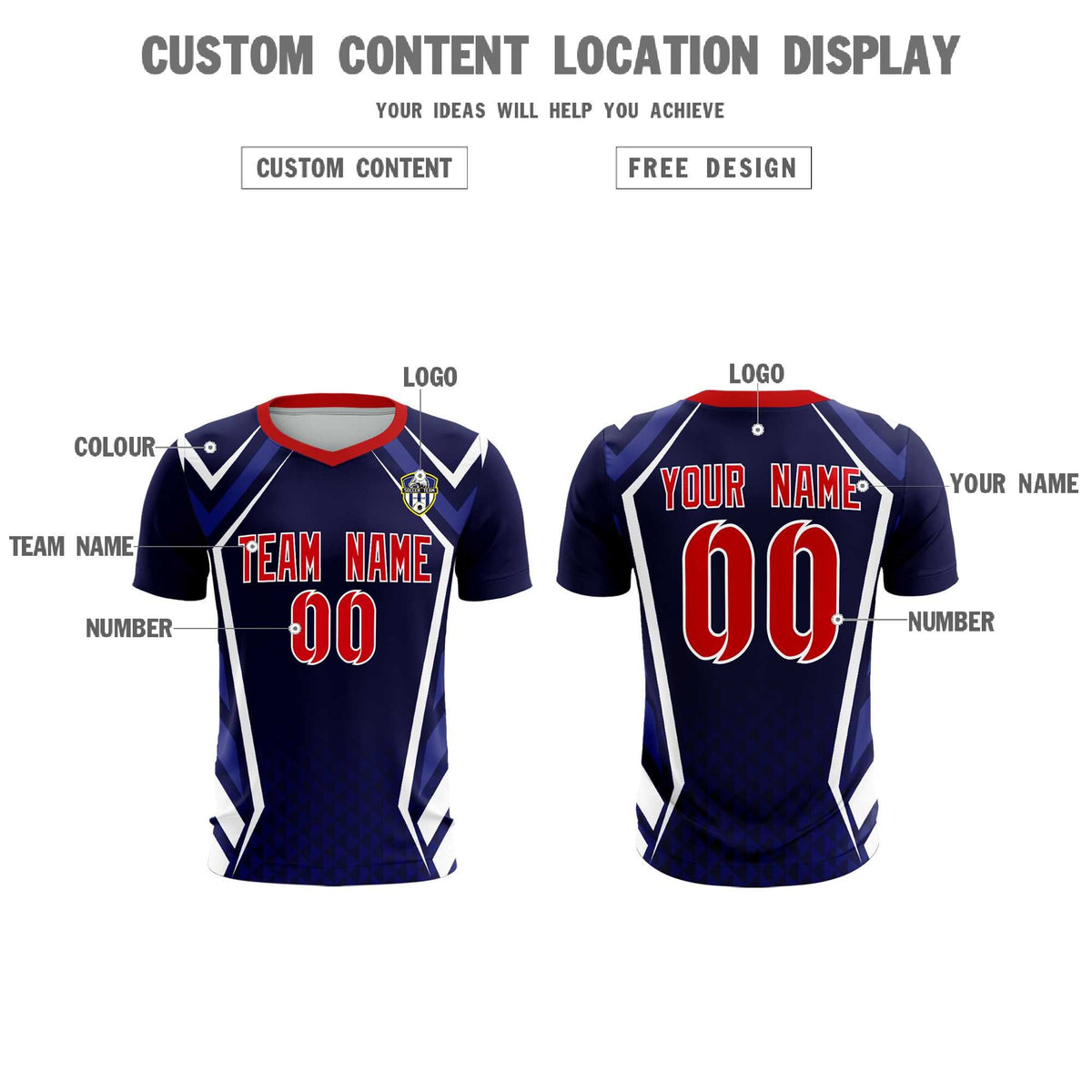 Custom Navy Abstract Breathable Football Kit Jersey