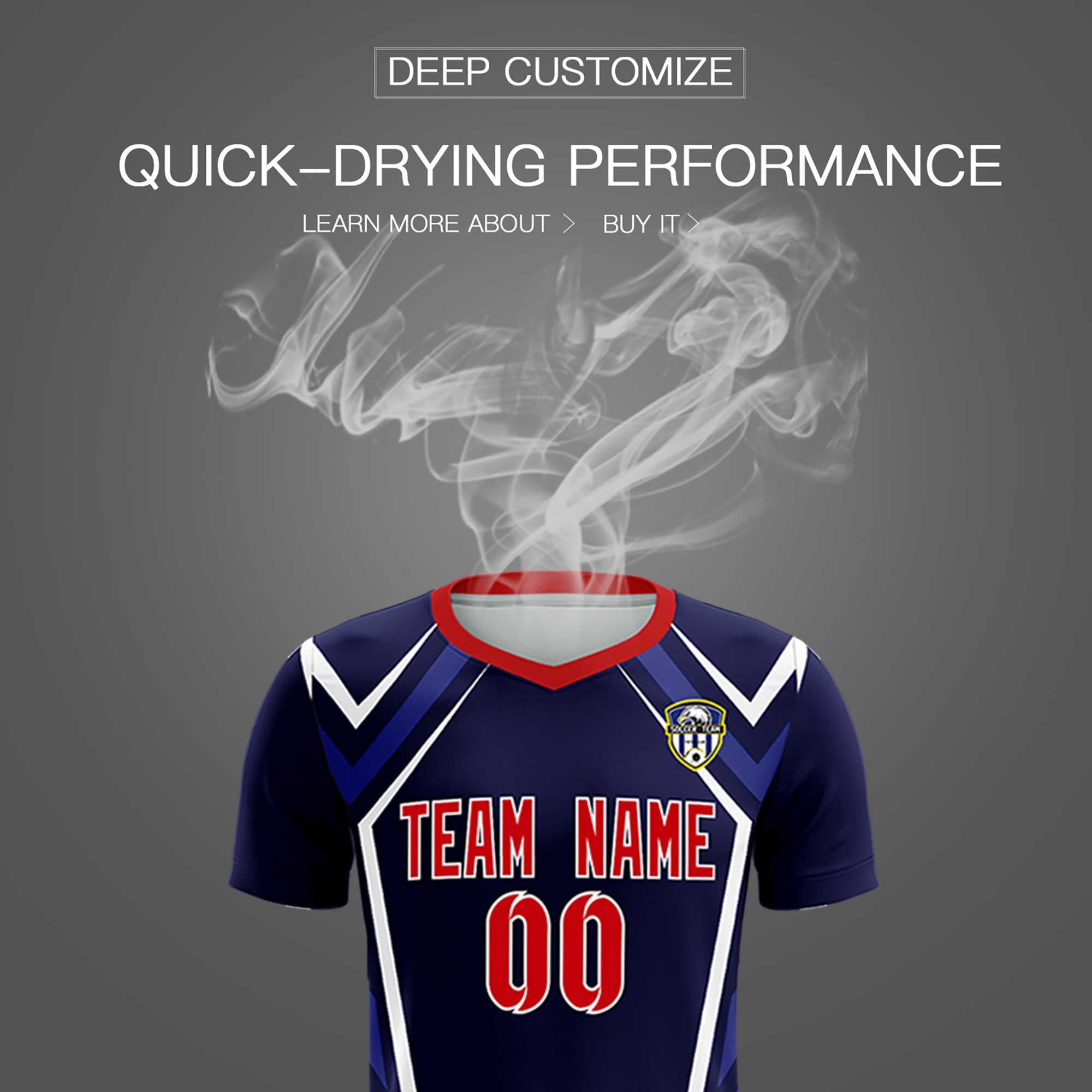 Custom Navy Abstract Breathable Football Kit Jersey