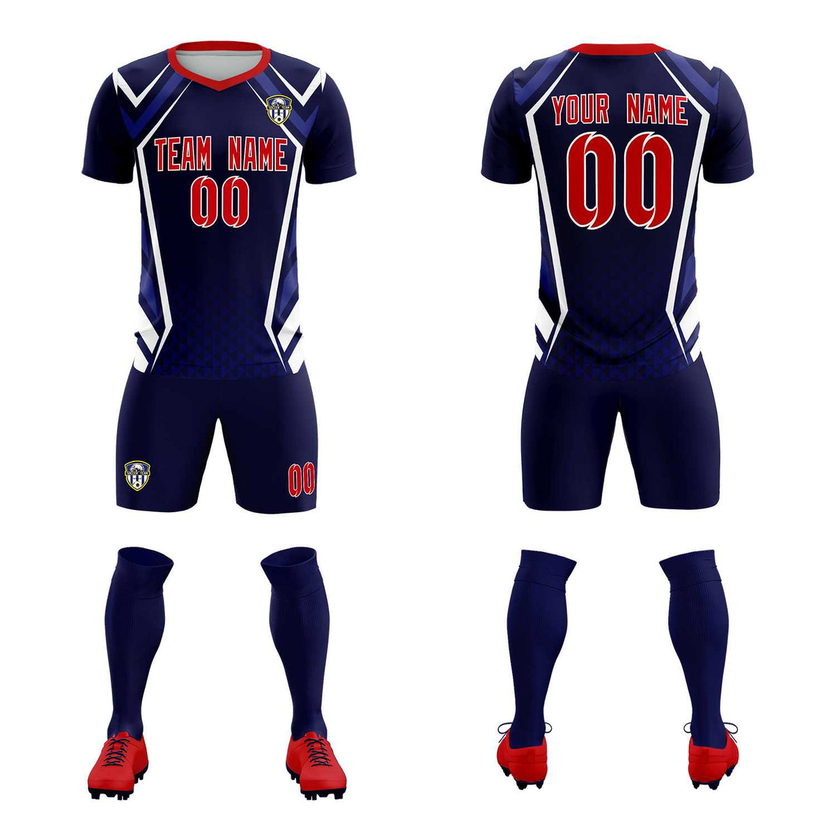 Custom Navy Abstract Breathable Football Kit Jersey