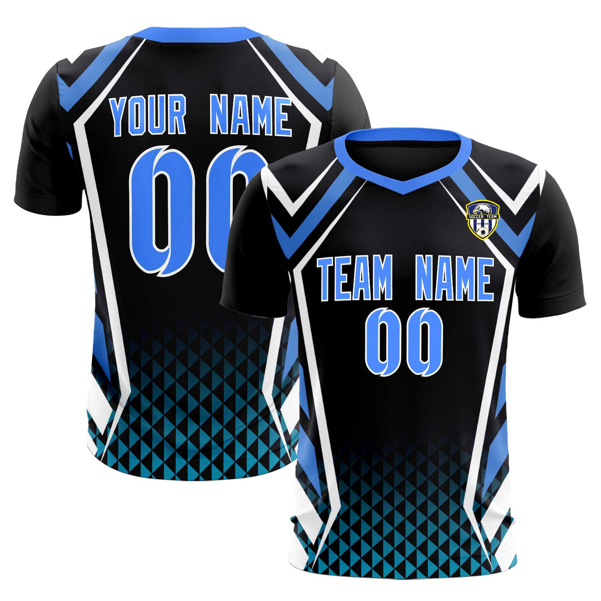 Custom Black Abstract Breathable Football Kit Jersey
