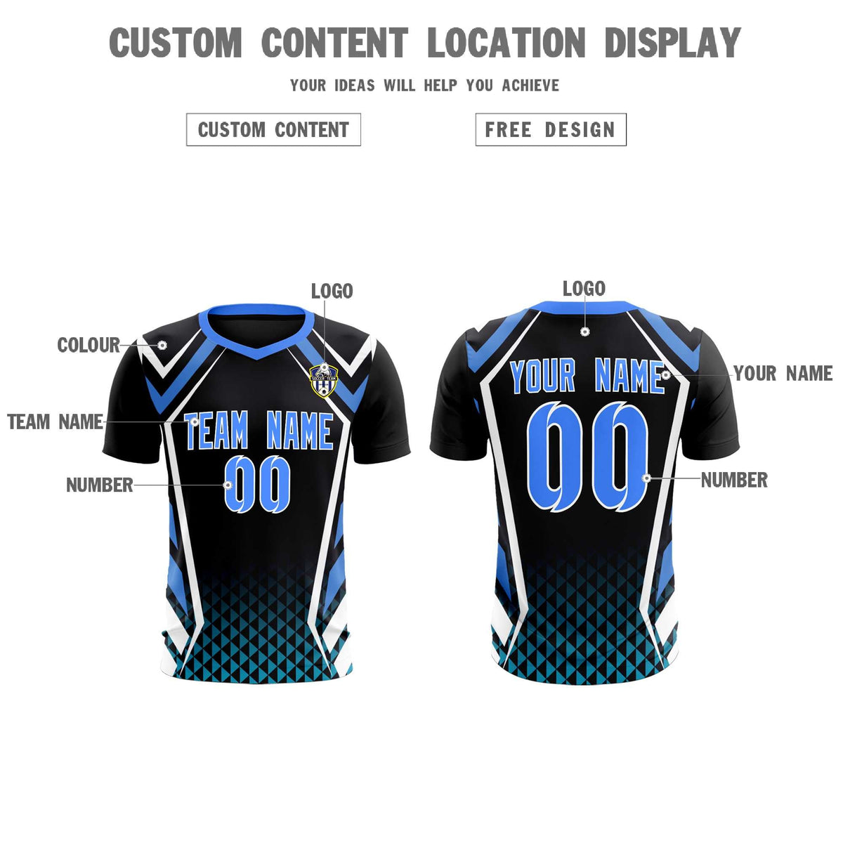 Custom Black Abstract Breathable Football Kit Jersey