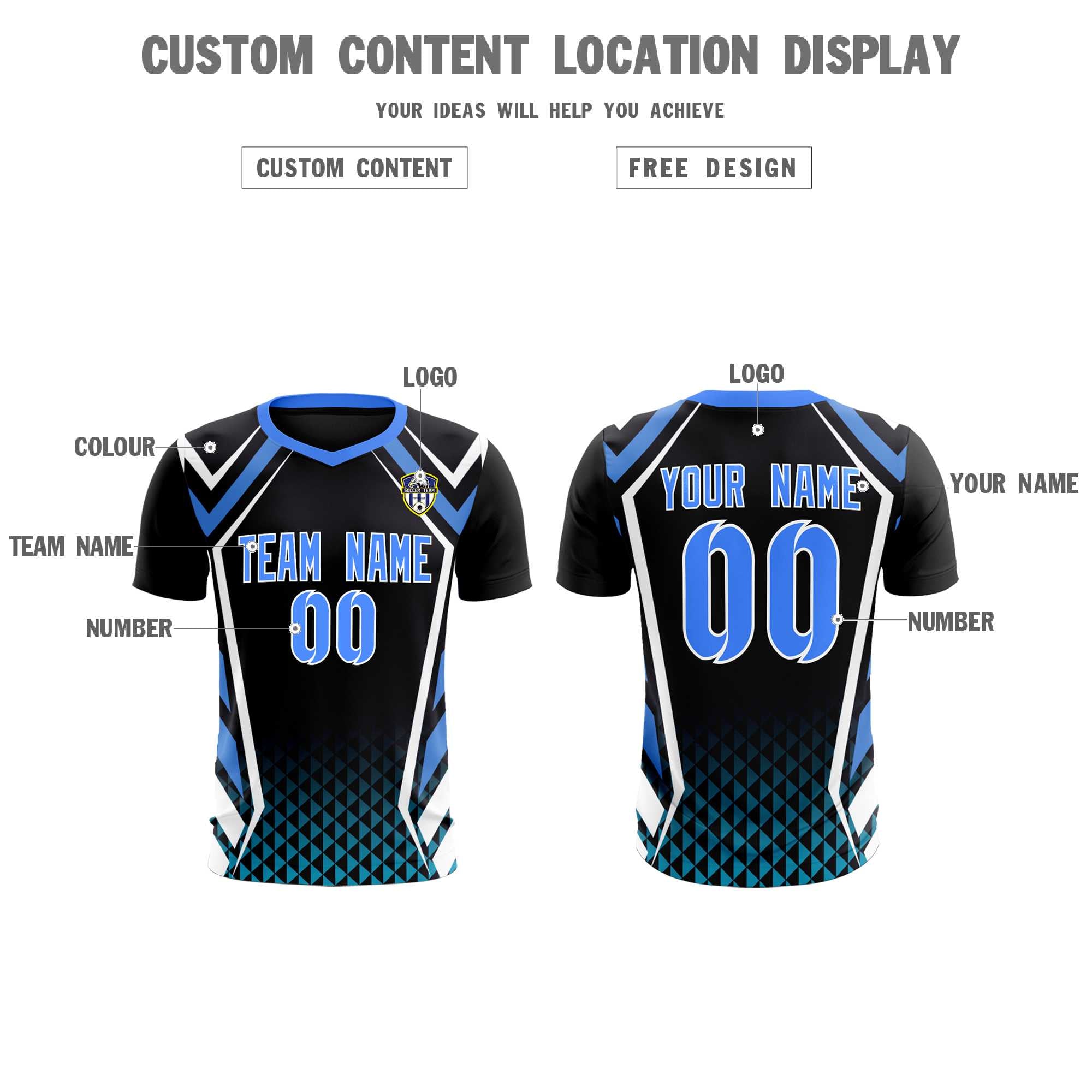 Custom Black Abstract Breathable Football Kit Jersey