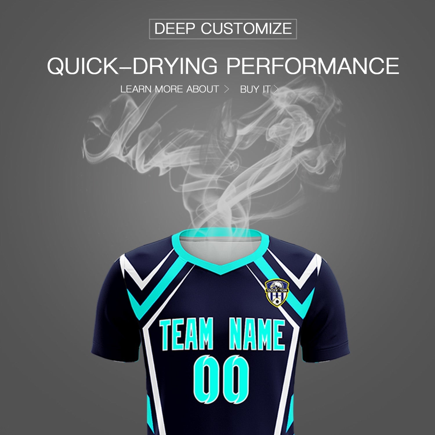 Custom Navy Abstract Breathable Football Kit Jersey