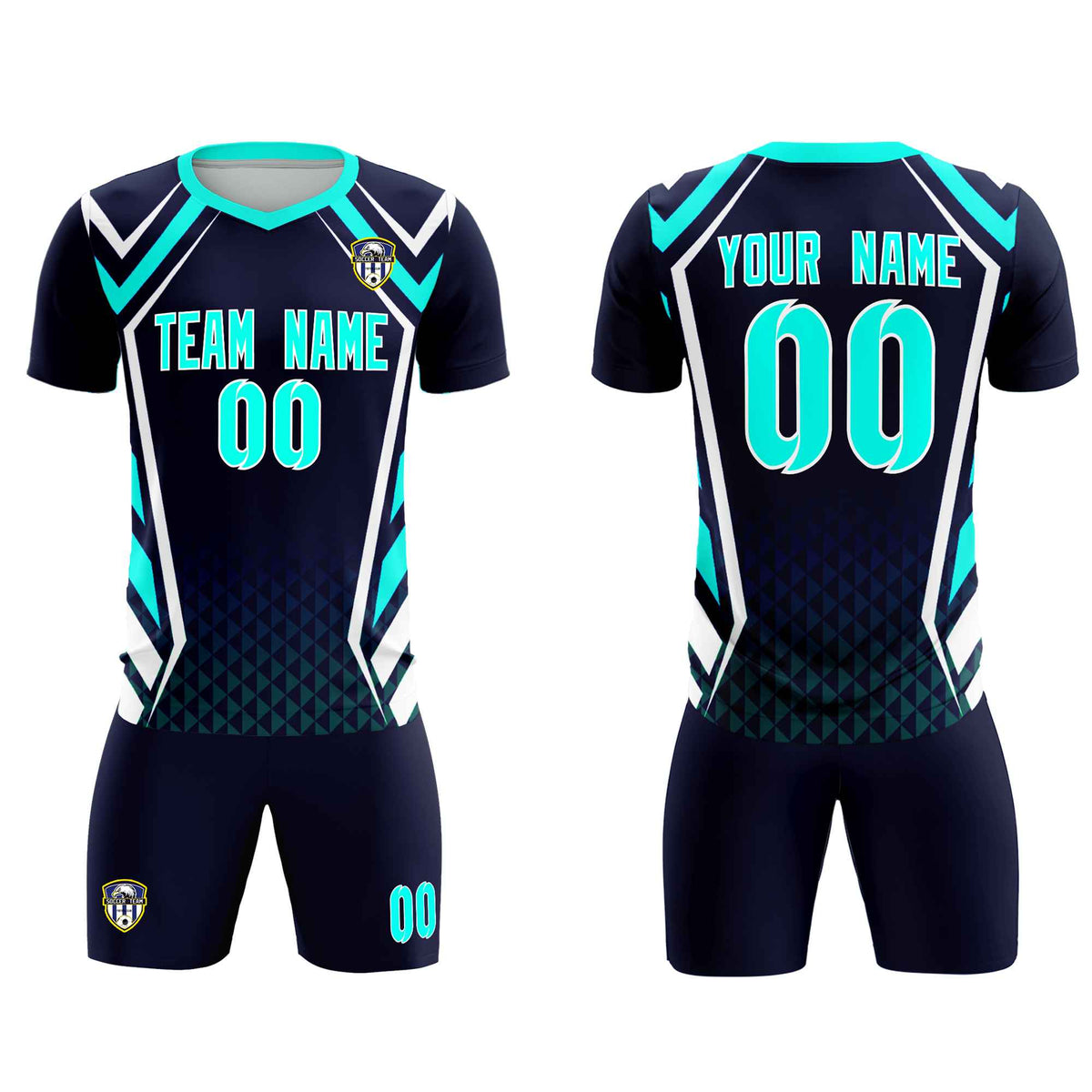 Custom Navy Abstract Breathable Football Kit Jersey